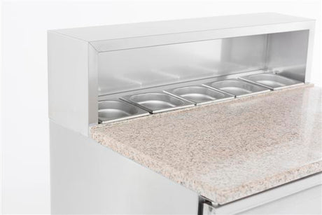 Pizzawerkbank | 230L | 2 Deuren | Boven 5x 1/6 GN | +2°C/+8°C | Statisch met Ventilator | 903x700x1090(h)mm