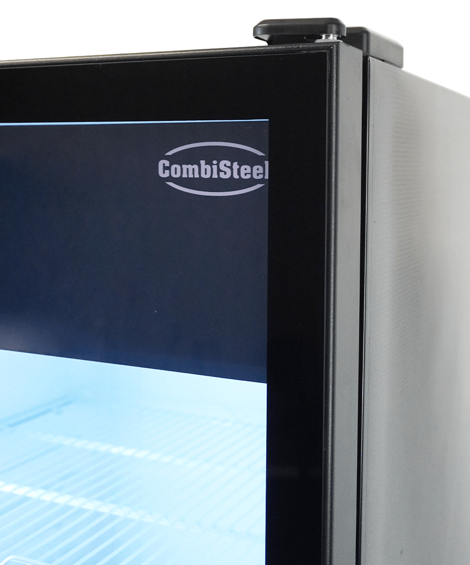 Glasdeur koelkast | 388L | Zwart | +1°C/+9°C | Geforceerd | Wielen | 595x585x1864(h)mm