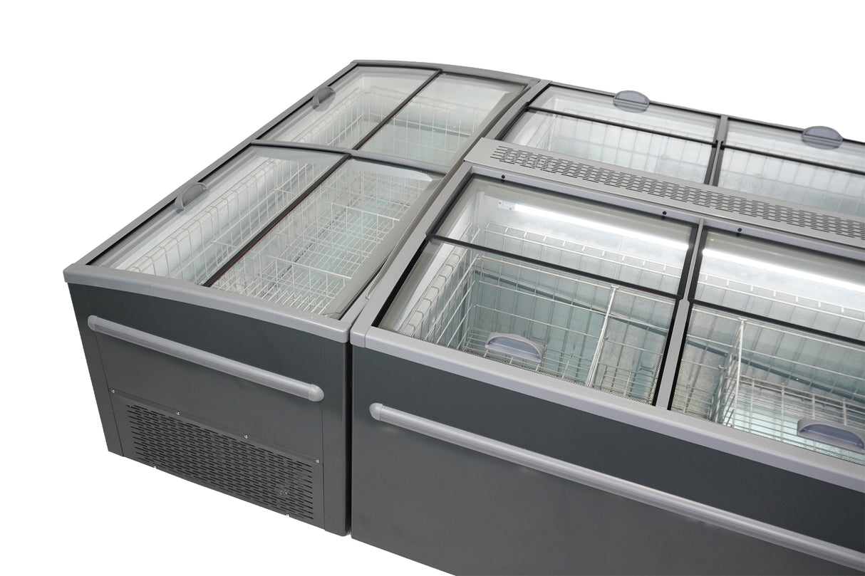 Supermarkt Vrieskist | Kop-Element | 630L | Grijs | -18°C/-22°C | Statisch | Schuifdeksels | 1850x850x795(h)mm