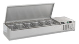 Opzetkoelvitrine met rvs deksel | 6x1/3 GN | 1500x395x225(h)mm