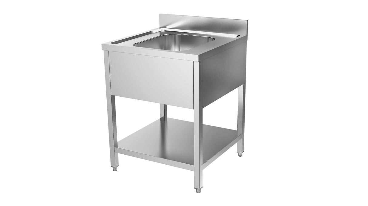 RVS Spoeltafel met bodemschap | Demontabel | Opstaande rand | 600x700x900(h)mm