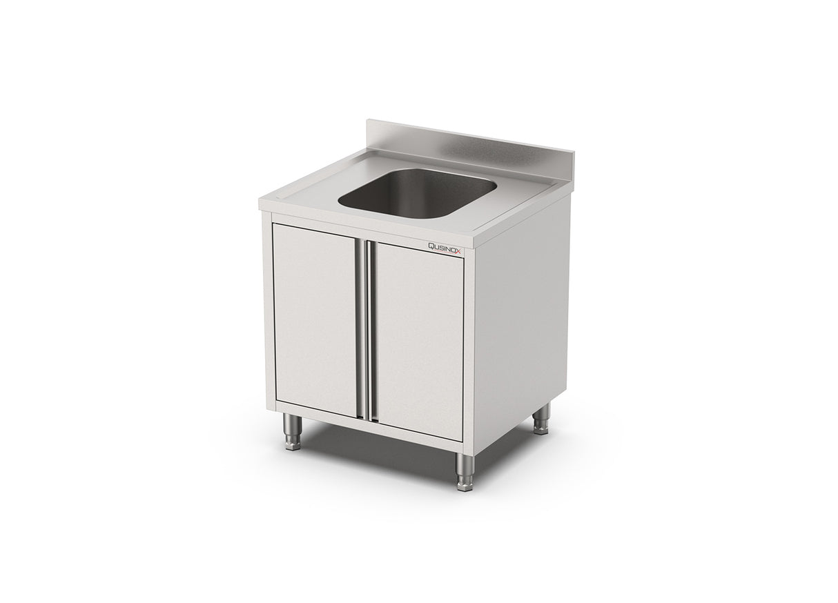 RVS Spoeltafel met draaideur | Opstaande rand | 600x700x900(h)mm