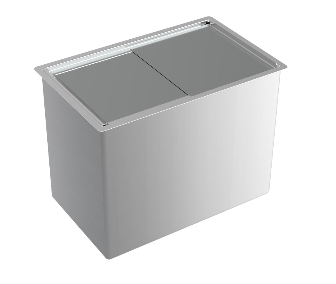 Inbouw-IJsbak | RVS | Schuifdeksel | Afvoeraansluiting | 485x305x365(h)mm