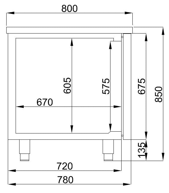 Bakkers-koelwerkbank | 615L | 3 Deuren | -2°C/+8°C | Geforceerd | 2100x800x850(h)mm