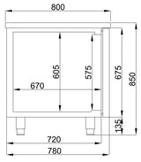 Bakkers-koelwerkbank | 615L | 3 Deuren | -2°C/+8°C | Geforceerd | 2100x800x850(h)mm