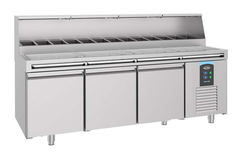 Pizzawerkbank | PRO LINE | 720L | 3 Deuren | -2°C/+8°C | Geforceerd | 2370x850x900/1300(h)mm
