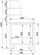 Pizzawerkbank | PRO LINE | 380L | 1 Deur met 5 Deegladen | -2°C/+8°C | Geforceerd | 1550x800x1080(h)mm