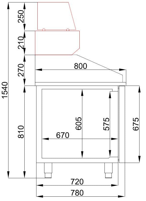Pizzawerkbank | PRO LINE | 615L | 2 Deuren 5 Laden | -2°C/+8°C | Geforceerd | 2100x800x1080(h)mm