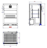 Barkoeler | 1 Glasdeur | Zwart | 128L | 0°C/+10°C | Statisch + Ventilator | 600x520x850(h)mm