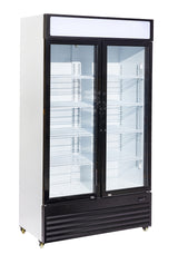 Glasdeur Koelkast Zwart/Wit | 750L | 2 Deuren | +2°C/+10°C | Geforceerd | 1120x610x1965(h)mm