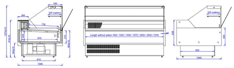 Koeltoonbank | MORRIS | Kantelruit | +1°C/+10°C | Statisch | 3084x1095x1280(h)mm