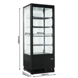 Koelvitrine | 98L | Zwart | 0°C/+12°C | 5 Niveaus | 428x386x1110(h)mm