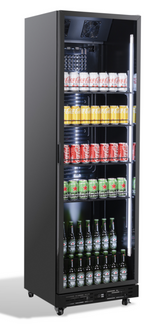 Glasdeur koelkast NAP-360 | 375L | Zwart | +2/+10 ºC | Geforceerd | Wielen | 4595x620x1950(h)mm