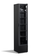 Glasdeur koelkast NAP-150 | 150L | Zwart | +2/+10 ºC | Geforceerd | Wielen | 390x470x1880(h)mm