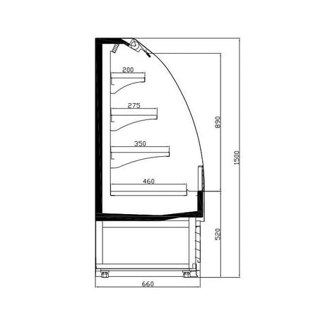 Combisteel Wandkoeling zwart met nachtafdekking | 380L | 3 schappen | +2°C/+8°C | Geforceerd | 1300x660x1500(h)mm | 7080.0010