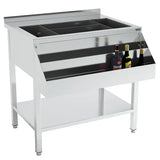 Bar Cocktailstation | RVS | IJsbak Ingrediëntenbak met Flessenrek | Bodemschap | Achteropstand | 900x740x900(h)mm