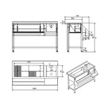 Bar Cocktailstation met spoelbak | IJsbak Ingrediëntenbak | Flessenrek | Bodemschap | Achteropstand | 1400x740x900(h)mm