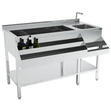 Bar Cocktailstation met spoelbak | IJsbak Ingrediëntenbak | Flessenrek | Bodemschap | Achteropstand | 1400x740x900(h)mm