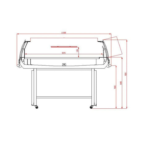 Combisteel Koeleiland | Zwart | 190L | Schuifdeksels | +2°C/+6°C | Geforceerd | 1370x1080x935(h)mm | 7090.0025