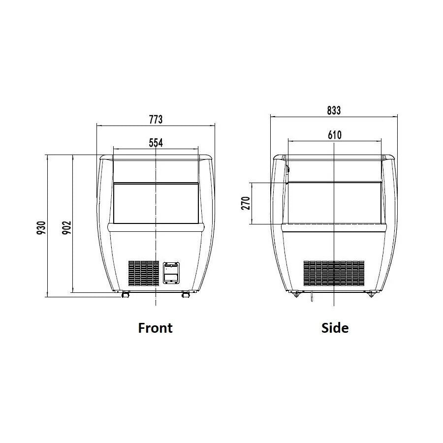 Combisteel Koeleiland | Zwart | 87L | +2°C/+8°C | Geforceerd | 772x833x930(h)mm | 7090.0030