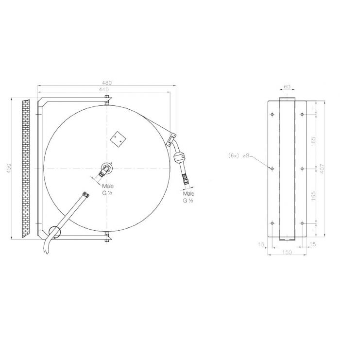 Slanghaspel met 10 meter slanghaspel | Spuitpistool | Combisteel 7212.0050