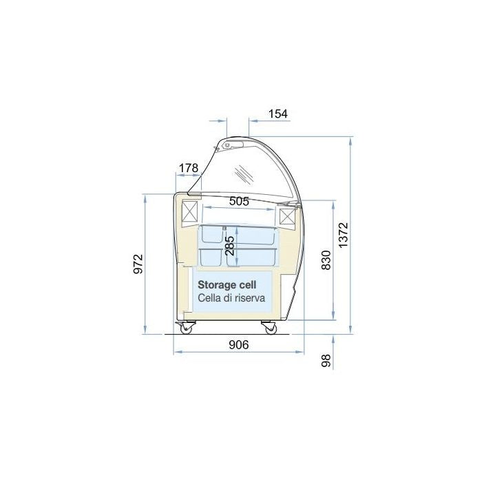 Combisteel Schepijsvitrine | ISABELLA | 520L | 10x 5L | -14°C/-16°C | Statisch | 1317x906x1372(h)mm | 7295.0020