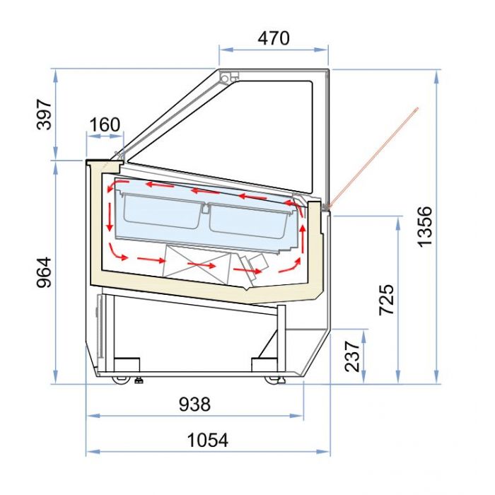 Combisteel Schepijsvitrine | MILLENIUM | 630L | 12x 5L | -14°C/-16°C | Geforceerd | 1166x1054x1356(h)mm | 7295.0040
