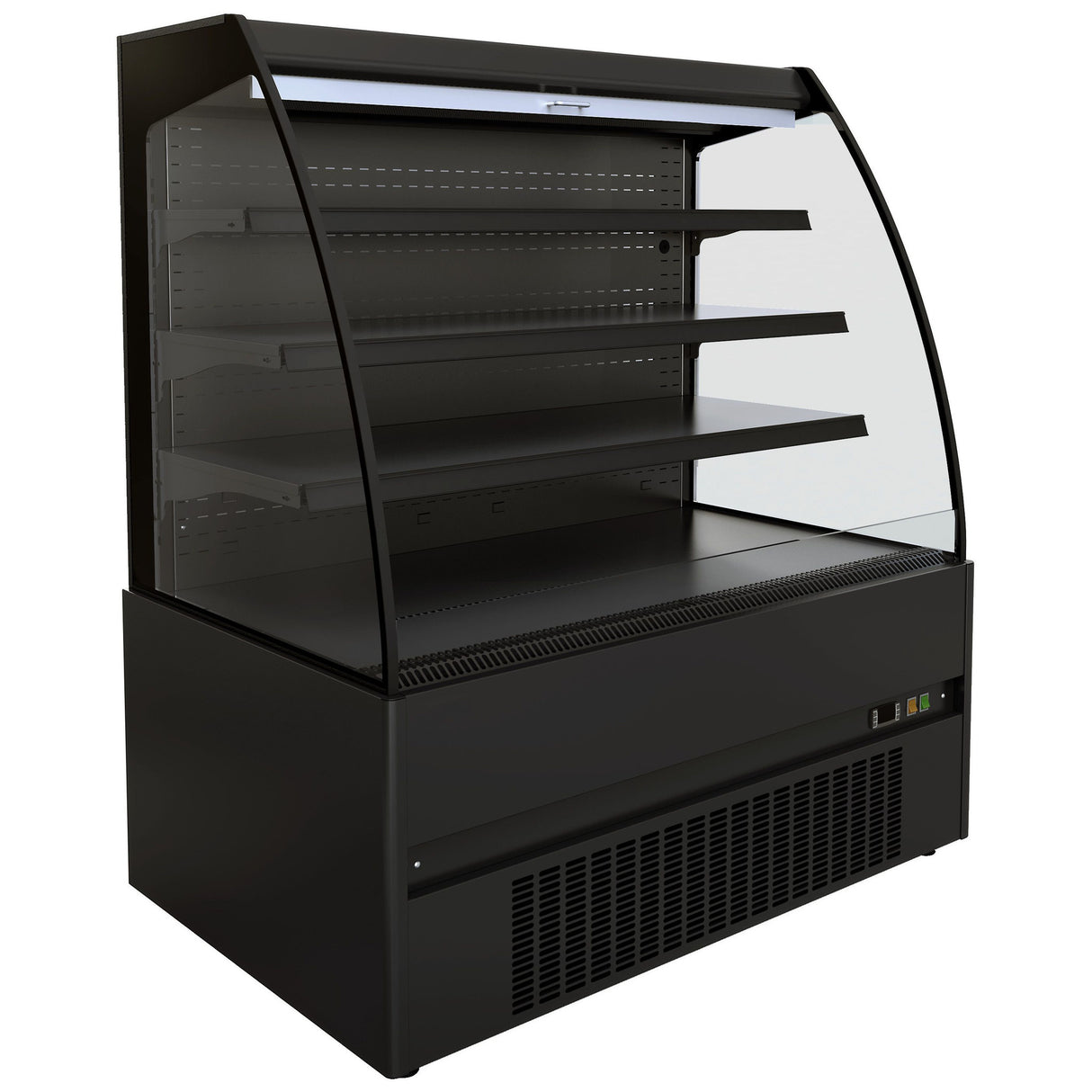 Combisteel Wandkoeling zwart met nachtafdekking | 3 schappen | +2°C/+4°C | Geforceerd | 1935x665x1500(h)mm | 7350.0015