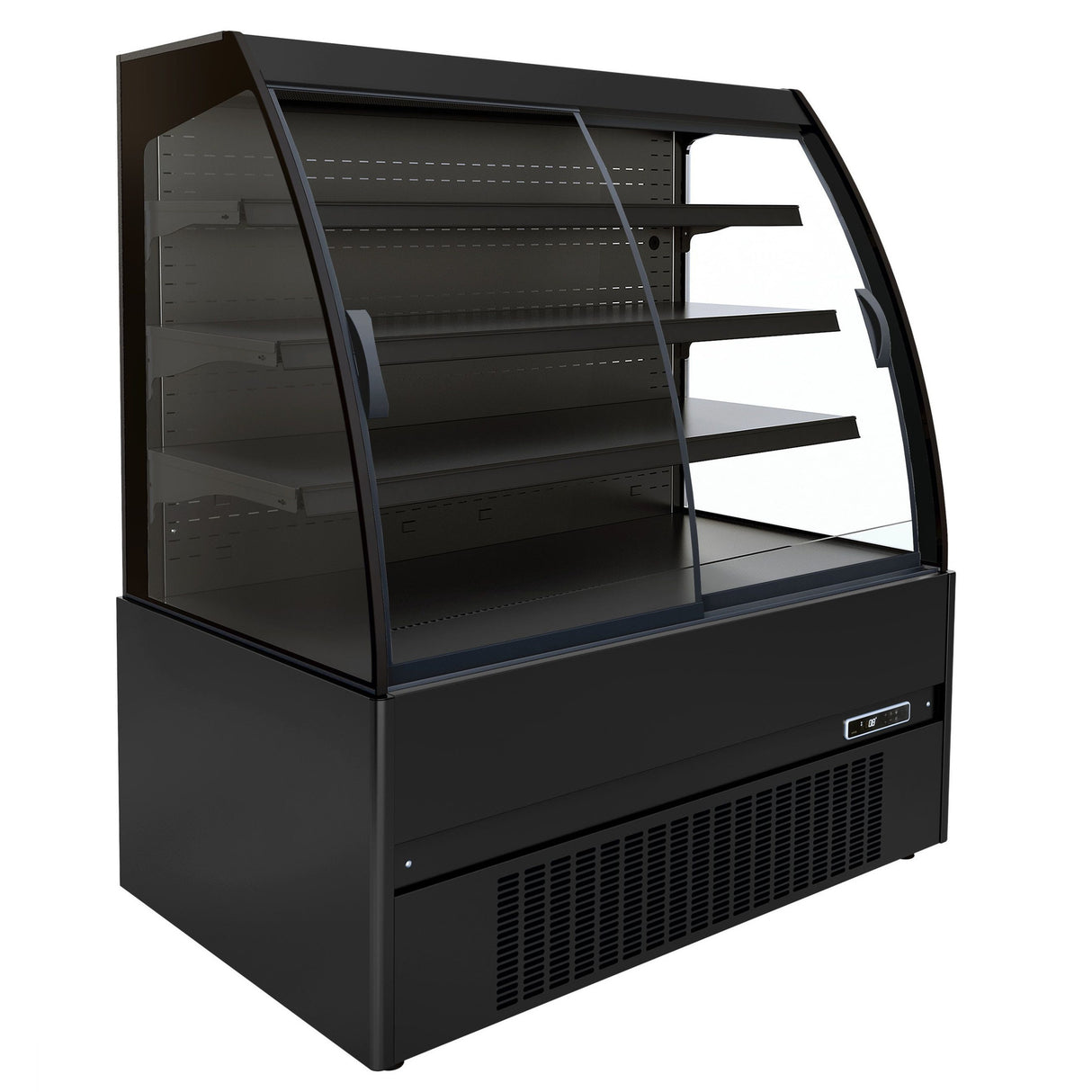 Combisteel Wandkoeling zwart met nachtafdekking | Schuifdeuren | 3 schappen | +2°C/+4°C | Geforceerd | 1935x665x1500(h)mm | 7350.0030