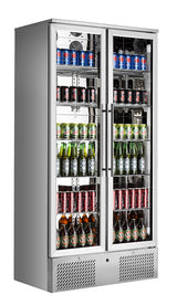Barkoeler Hoog RVS | 458L | 2 Glasdeuren | +2°C/+10°C | Geventileerd | 900x515x1820(h)mm