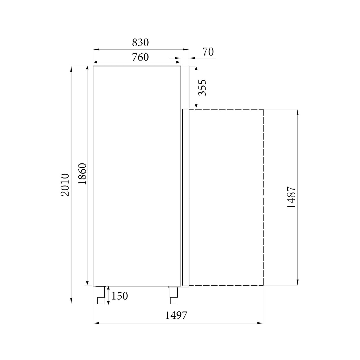 Combisteel RVS Vrieskast | 1410L | -18°C/-22°C | Geforceerd | 1480x830x2010(h)mm | 7450.0078