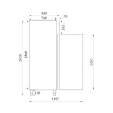 Combisteel RVS Vrieskast | 1410L | -18°C/-22°C | Geforceerd | 1480x830x2010(h)mm | 7450.0078
