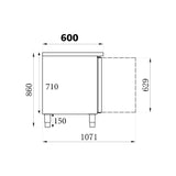 Combisteel Koelwerkbank | 228L | 2 Deuren | +2°C/+8°C | Geforceerd | 1360x600x850(h)mm | 7450.0118