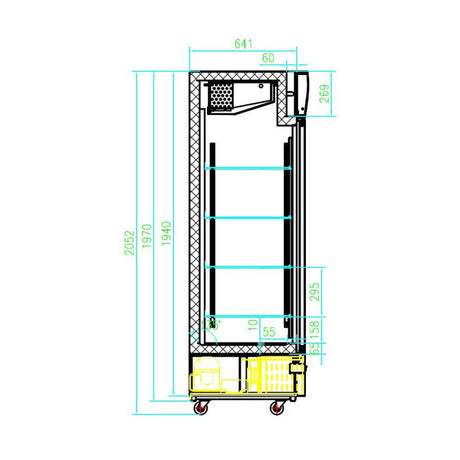 Combisteel Glasdeur Vrieskast Zwart | 1079L | 2 Deuren | -18°C/-24°C | Geforceerd | 1370x700x1990(h)mm | 7450.0145