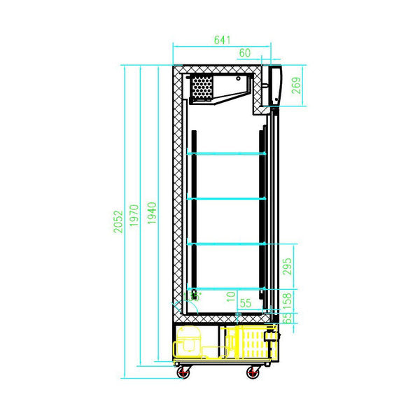 Combisteel Glasdeur Koelkast Zwart | 460L | +2°C/+8°C | Geforceerd | 680x700x1990(h)mm | 7450.0130