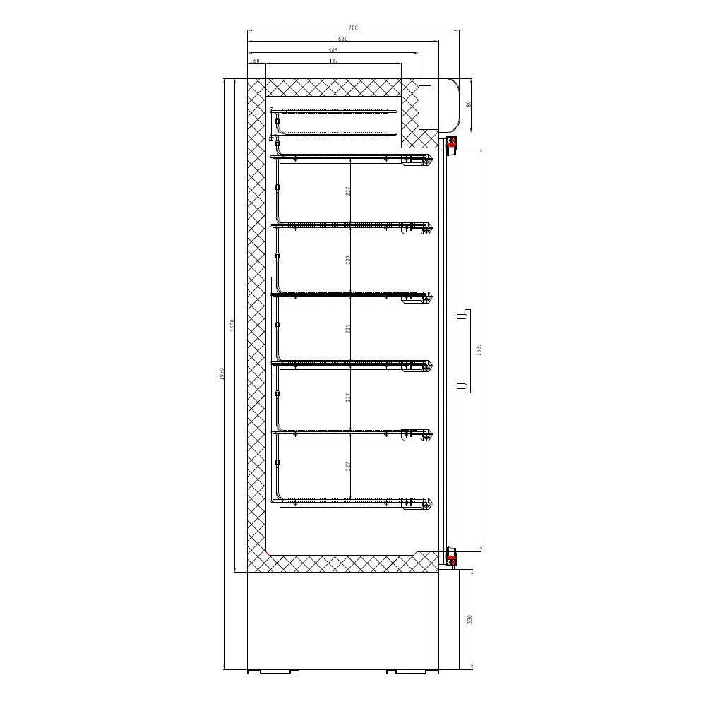Combisteel Glasdeur Vrieskast | Wit | 578L | 1 Deur | -18°C/-24°C | Statisch | 680x700x1990(h)mm | 7450.0165