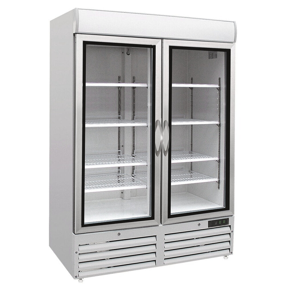 Combisteel Glasdeur Vrieskast | Wit | 1100L | 2 deuren | -18°C/-24°C | Statisch | 1370x700x1990(h)mm | 7450.0167