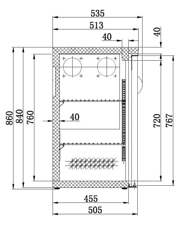 Combisteel Barkoeler | 2 Glasdeuren | Zwart | 350L | +2°C/+8°C | Geforceerd | 1462x535x860(h)mm | 7450.0335