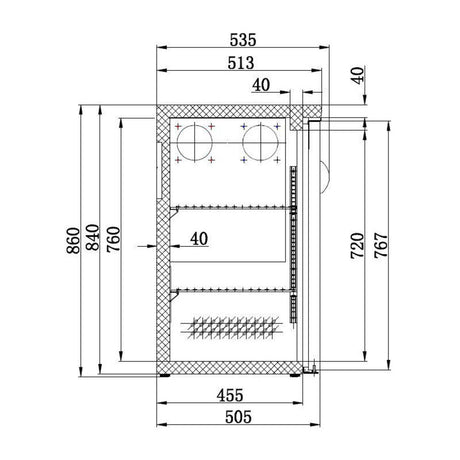 Combisteel Barkoeler | 3 Glasdeuren | Zwart | 537L | +2°C/+8°C | Geforceerd | 2002x535x860(h)mm | 7450.0340