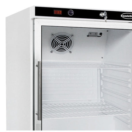 Combisteel Glasdeur Koelkast Wit | 130L | 1 Glasdeur | +2°C/+8°C | Statisch + Ventilator | 600x585x855(h)mm | 7450.0552