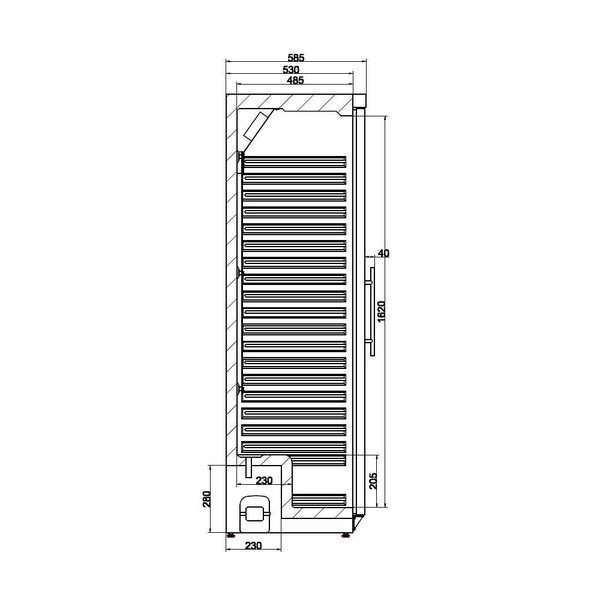 Combisteel Glasdeur Koelkast | ENERGY LINE | 350L | Wit | +2°C/+8°C | Statisch + Ventilator | 600x585x1855(h)mm | 7450.0557