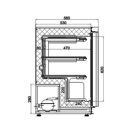 Combisteel Rvs Vrieskast | 200L | -18°C/-22°C | Statisch | 600x585x855(h)mm | 7450.0565
