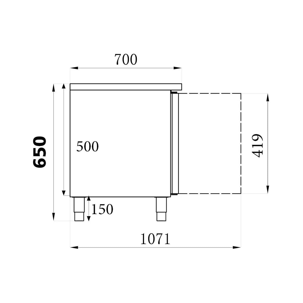 Combisteel Koelwerkbank | Laag Model | 317L | 3 Deuren | +2°C/+8°C | Geforceerd | 1795x700x650(h)mm | 7450.0760