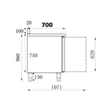 Combisteel Koelwerkbank | Opstaande Rand | 616L | 4 Deuren | +2°C/+8°C | Geforceerd | 2230x700x850/950(h)mm | 7450.0784