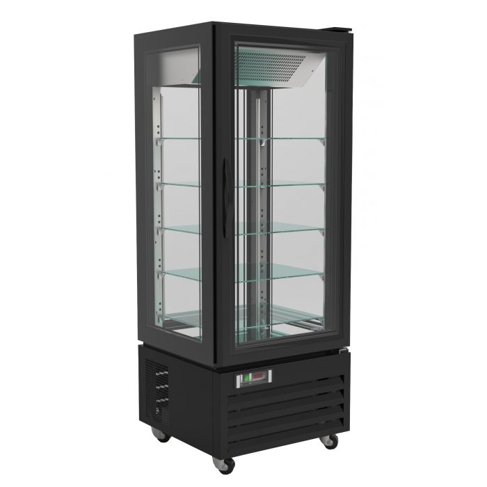 Combisteel Gebaksvitrine | 400L | Zwart | +2°C/+8°C | Geforceerd | 6 Schappen | 650x650x1950(h)mm | 7450.0845