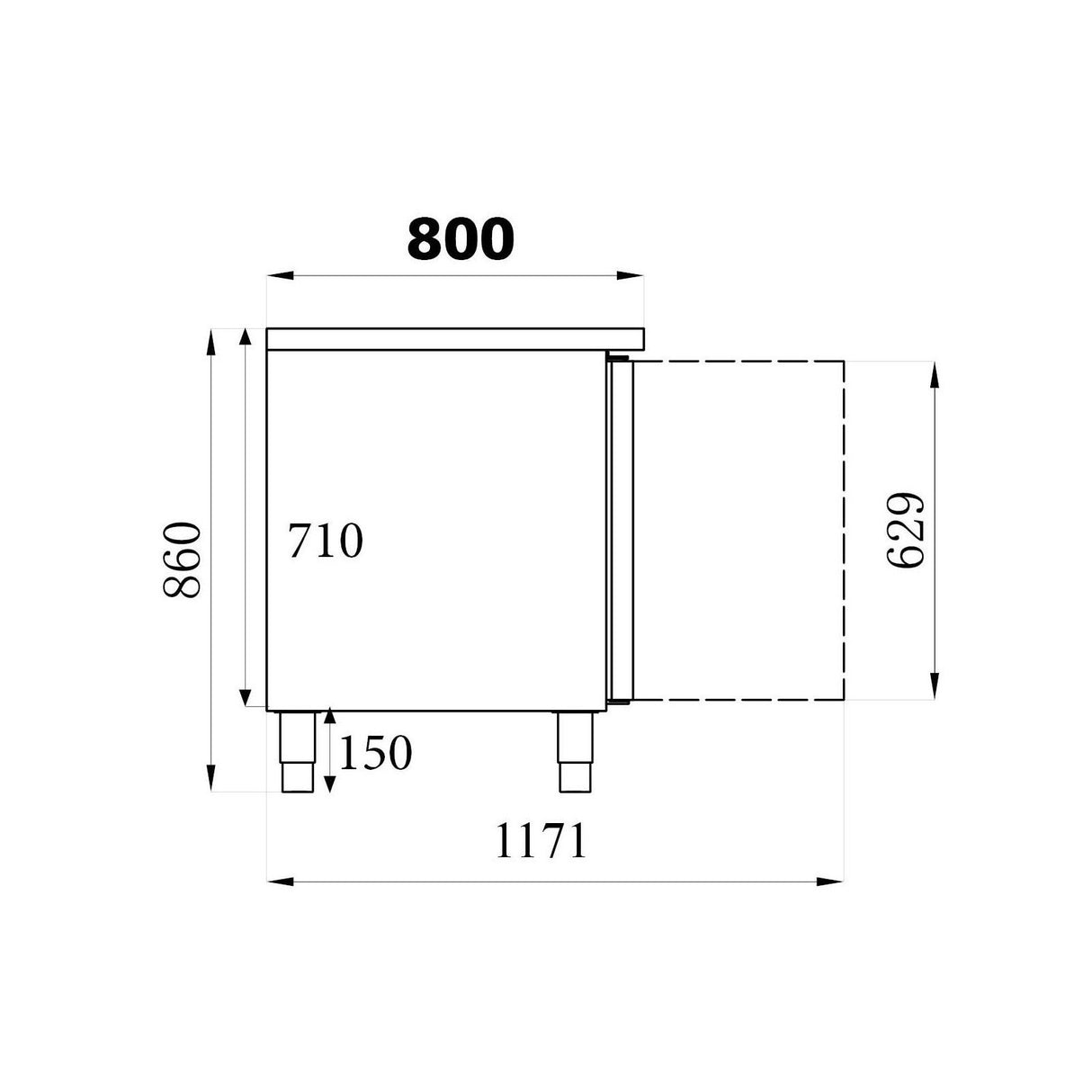 Combisteel Bakkers-koelwerkbank | 428L | 2 Deuren | +2°C/+8°C | Geforceerd | 1510x800x860(h)mm | 7450.1215