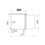 Combisteel Bakkers-koelwerkbank | 428L | 2 Deuren | +2°C/+8°C | Geforceerd | 1510x800x860(h)mm | 7450.1215