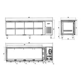 Combisteel Koelwerkbank | Energy Line | 393L | 8 laden | +2°C/+8°C | Geforceerd | 2230x700x860(h)mm | 7450.5050