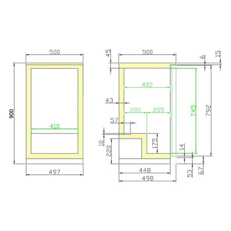 Combisteel Barkoeler | 1 Glasdeur | Zwart | 98L | +2°C/+10°C | Geforceerd | 500x500x900(h)mm | 7450.1300