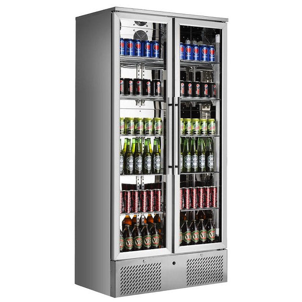 Combisteel Barkoeler RVS | 458L | 2 Glasdeuren | +2°C/+10°C | Geventileerd | 900x515x1820(h)mm | 7455.1360